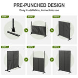 Lirago 72 in. H x 47 in. W Outdoor Metal Privacy Screen Garden Fence Square Pattern Wall Applique in Black