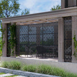 Lirago 72 in. H x 47 in. W Outdoor Metal Privacy Screen Garden Fence Square Pattern Wall Applique in Black