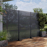 Lirago 72 in. H x 47 in. W Outdoor Metal Privacy Screen Garden Fence Symbol Pattern Wall Applique in Black