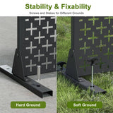 Lirago 72 in. H x 47 in. W Outdoor Metal Privacy Screen Garden Fence Symbol Pattern Wall Applique in Black