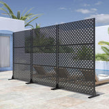 Lirago 72 in. H x 47 in. W Outdoor Metal Privacy Screen Garden Fence Symbol Pattern Wall Applique in Black
