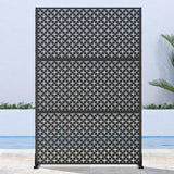 Lirago 72 in. H x 47 in. W Outdoor Metal Privacy Screen Garden Fence Symbol Pattern Wall Applique in Black