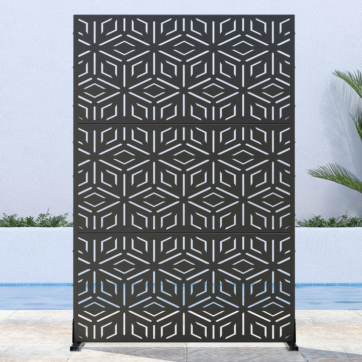 Lirago 72 in. H x 47 in. W Outdoor Metal Privacy Screen Garden Fence Web Pattern Wall Applique in Black
