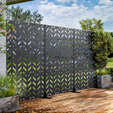 Lirago 72 in. H x 47 in. W Arrow Pattern Outdoor Metal Privacy Screen Garden Fence Wall Applique in Black
