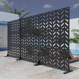 Lirago 72 in. H x 47 in. W Arrow Pattern Outdoor Metal Privacy Screen Garden Fence Wall Applique in Black