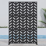 Lirago 72 in. H x 47 in. W Arrow Pattern Outdoor Metal Privacy Screen Garden Fence Wall Applique in Black