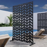 Lirago 72 in. H x 47 in. W Arrow Pattern Outdoor Metal Privacy Screen Garden Fence Wall Applique in Black