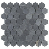 Merola Tile Crag Hexagon Black 11-1/8 in. x 11-1/8 in. x 8 mm Slate Mosaic Tile