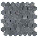 Merola Tile Crag Hexagon Black 11-1/8 in. x 11-1/8 in. x 8 mm Slate Mosaic Tile