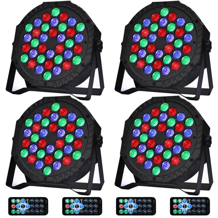 Lukyamzn 36 Led RGB Stage Lights Sound Activated Portable Party Lights Par Lights Remote Control DMX Disco Lights Uplights 4-Pack