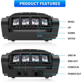 Lukyamzn Moving Head Light 8x10W LED Beam DJ Lights RGBW Sound Activated and DMX-512 Control - 2 Packs