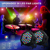 Lukyamzn 36 LED Par Lights Stage Lights with Sound Activated Remote Control & DMX Control, Stage Lighting Uplights - 8 Pack
