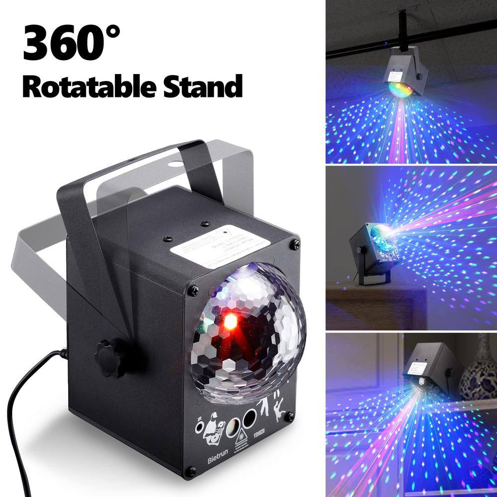 Lukyamzn 60 RGB LED Changing Disco Stage Light with Sound Activated and Bietrun Laser Rave Flashing Strobe Lights, Remote Control