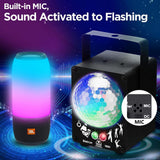 Lukyamzn 60 RGB LED Changing Disco Stage Light with Sound Activated and Bietrun Laser Rave Flashing Strobe Lights, Remote Control