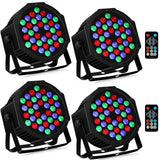 Lukyamzn 36LEDs RGB Stage Par Lights - Sound Activated Auto Play by Remote & DMX Control Uplights - 4 Pack