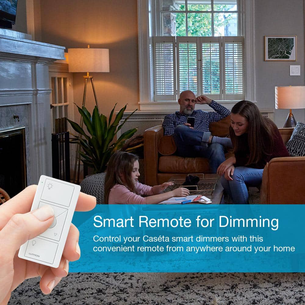 Lutron Pico Smart Remote (3-Button, Dimming) for Caseta Smart Dimmer Switch, Black (PJ2-3BRL-GBL-L01)