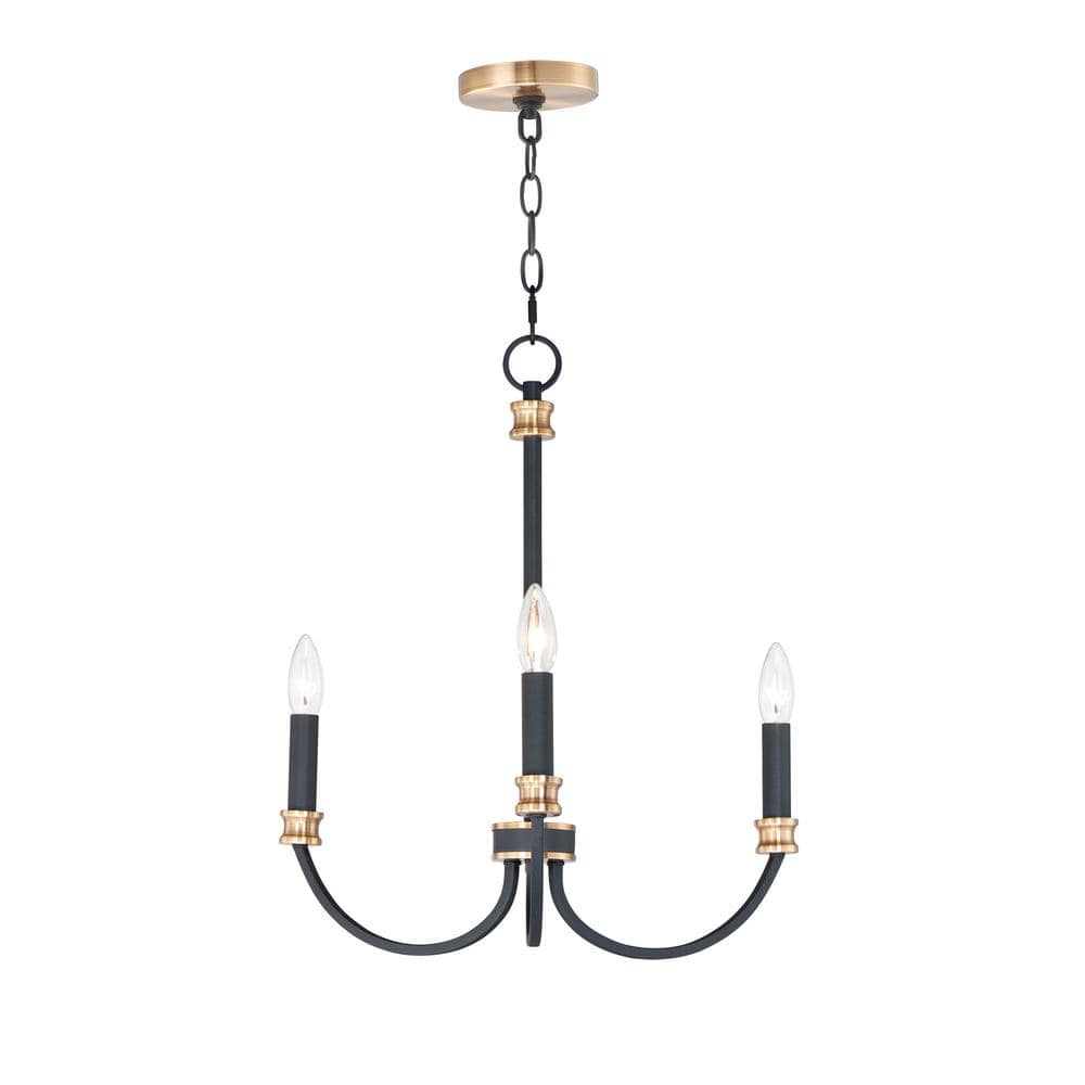 Maxim Lighting Charlton 3-Light Black Chandelier, 23–59 in Adjustable Hanging Length