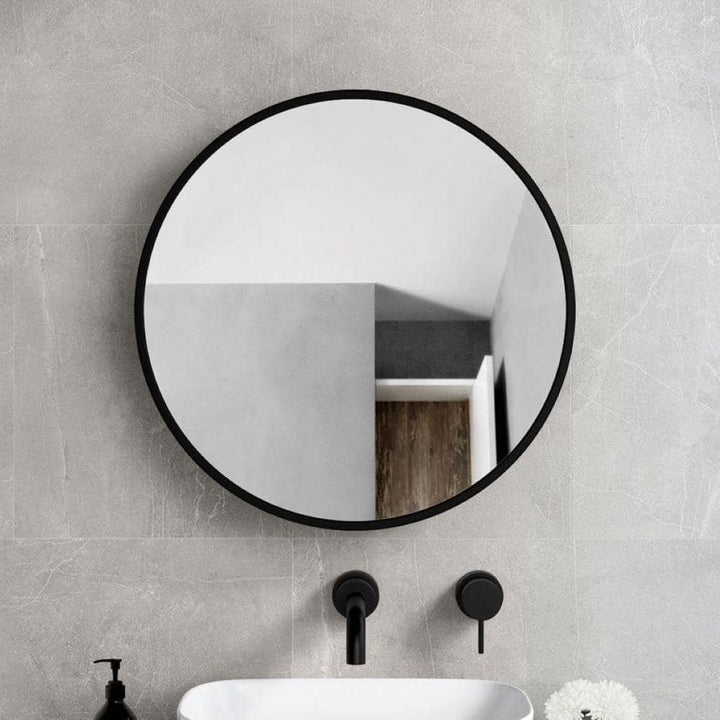30 in. W x 30 in. H Round Black Aluminium Medicine Cabinet with Mirror
