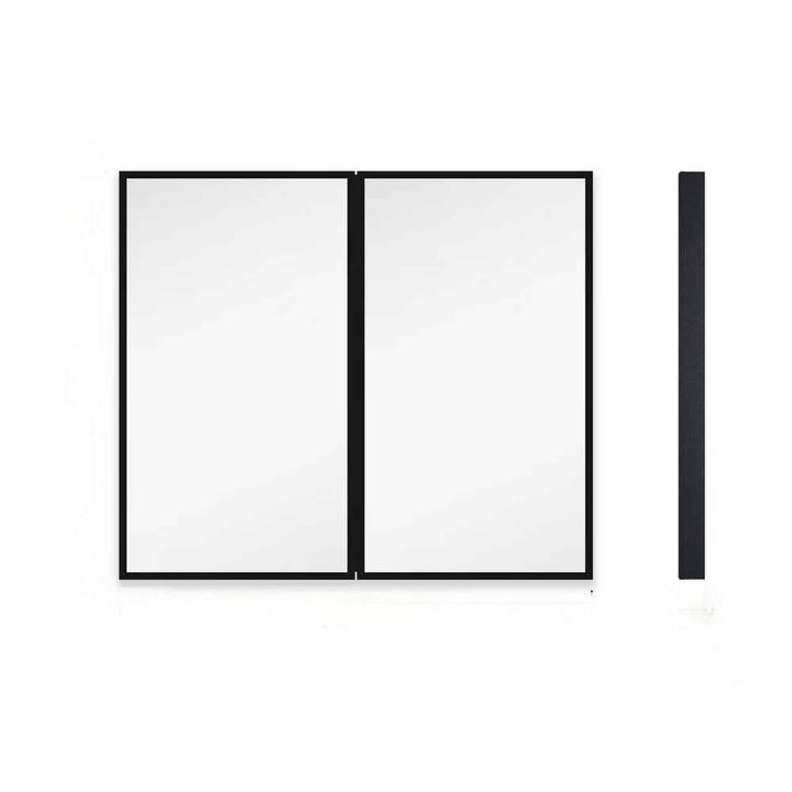 30 in. W x 26 in. H Rectangular Black Iron Framed Wall or Recessed Bathroom Medicine Cabinet with Mirror