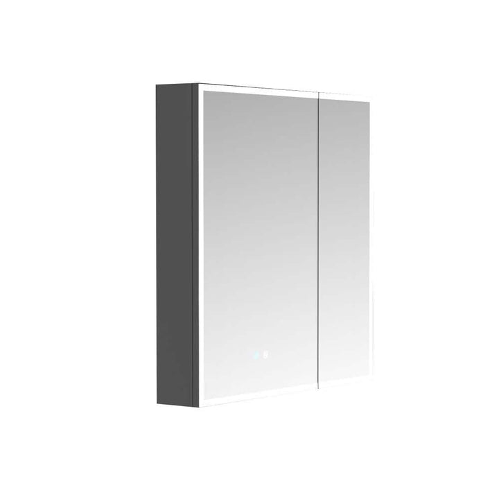 HOMLYLINK 30 in. W x 32 in. H Rectangular Black Aluminum Two-Door Recessed or Surface Mount Medicine Cabinet with Mirror Interior