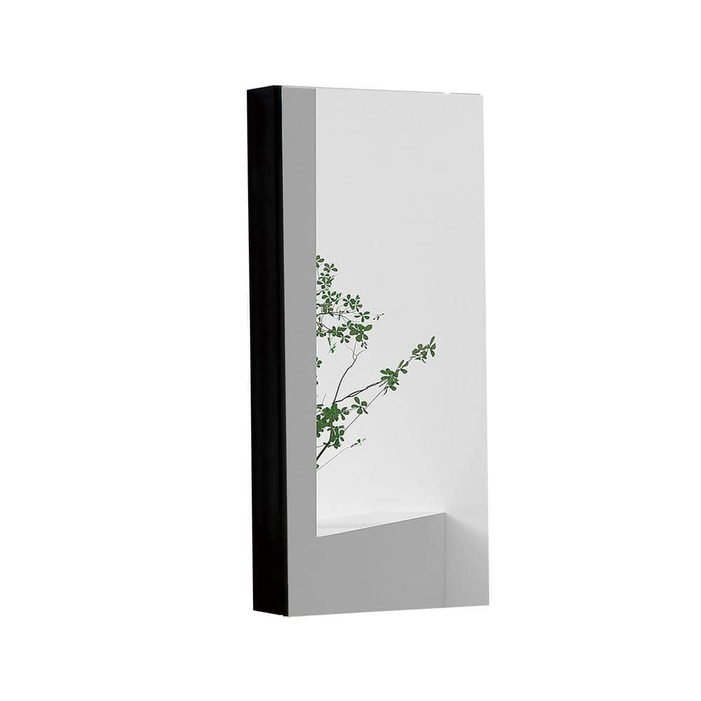 Interbath 18 in. W x 36 in. H Rectangular Black Aluminum Surface Mount Medicine Cabinet with Mirror