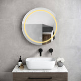 Cesicia 26 in. W x 26 in. H Round Iron Wall Mount Medicine Cabinet with Mirror 3 Colors LED Anti-fog Function