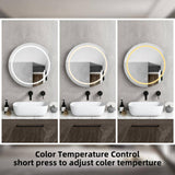 Cesicia 26 in. W x 26 in. H Round Iron Wall Mount Medicine Cabinet with Mirror 3 Colors LED Anti-fog Function