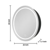 Cesicia 26 in. W x 26 in. H Round Iron Wall Mount Medicine Cabinet with Mirror 3 Colors LED Anti-fog Function