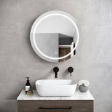 Cesicia 26 in. W x 26 in. H Round Iron Wall Mount Medicine Cabinet with Mirror 3 Colors LED Anti-fog Function