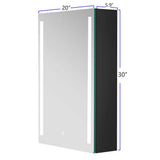 Unbranded Modern 20 in. W x 30 in. H Black Rectangular Surface Mount Framed Bathroom Medicine Cabinet with Mirror (Right Open)