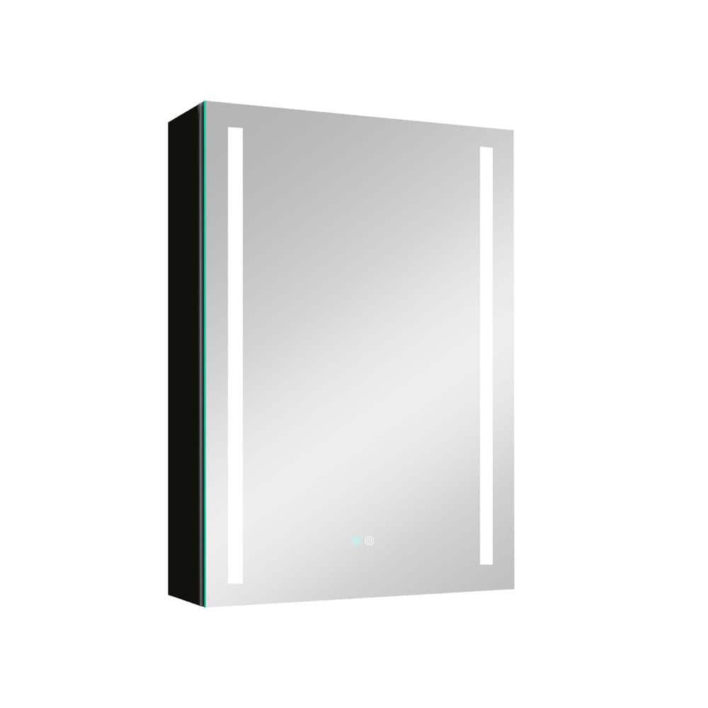 Unbranded Modern 20 in. W x 30 in. H Black Rectangular Surface Mount Framed Bathroom Medicine Cabinet with Mirror (Right Open)