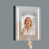 Unbranded Modern 20 in. W x 30 in. H Black Rectangular Surface Mount Framed Bathroom Medicine Cabinet with Mirror (Right Open)