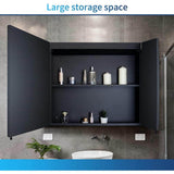 Modern 30 in. W x 26 in. H Large Rectangular Black Surface Mount Medicine Cabinet with Mirror and Dimmable Lights