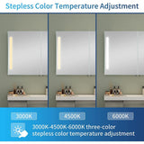 Modern 30 in. W x 26 in. H Large Rectangular Black Surface Mount Medicine Cabinet with Mirror and Dimmable Lights