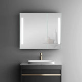 Modern 30 in. W x 26 in. H Large Rectangular Black Surface Mount Medicine Cabinet with Mirror and Dimmable Lights