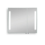 Modern 30 in. W x 26 in. H Large Rectangular Black Surface Mount Medicine Cabinet with Mirror and Dimmable Lights