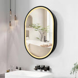 UPIKER Lifestyle 21 in. W x 31 in. H Small Oval Aluminum Framed LED Medicine Cabinet with Mirror