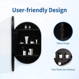UPIKER Lifestyle 21 in. W x 31 in. H Small Oval Aluminum Framed LED Medicine Cabinet with Mirror