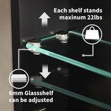 24 in. W x 30 in. H Black Rectangular Aluminum LED Medicine Cabinet with Mirror and Adjustable Shelf, Left Open