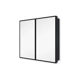 Tileon 30 in. W x 26 in. H Black Metal Framed Rectangular Wall Mount/Recessed Bathroom Medicine Cabinet with Mirror
