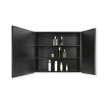 Tileon 30 in. W x 26 in. H Black Metal Framed Rectangular Wall Mount/Recessed Bathroom Medicine Cabinet with Mirror