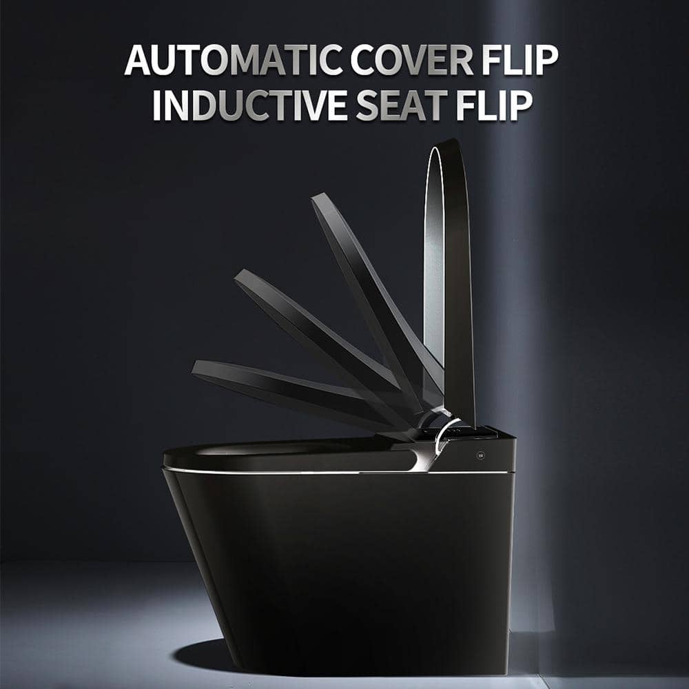 MEDUNJESS M-G Elongated Black Smart Toilet with Auto Features and Heated Seat