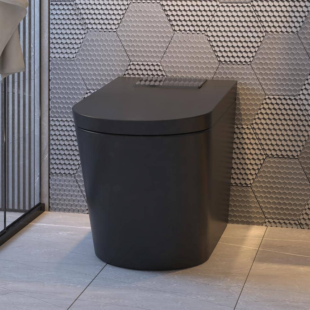MEDUNJESS M-G Elongated Black Smart Toilet with Auto Features and Heated Seat