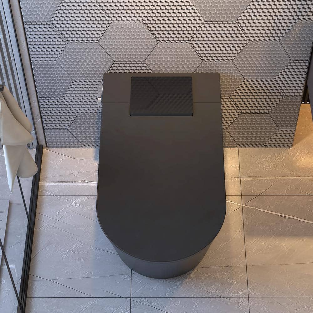 MEDUNJESS M-G Elongated Black Smart Toilet with Auto Features and Heated Seat