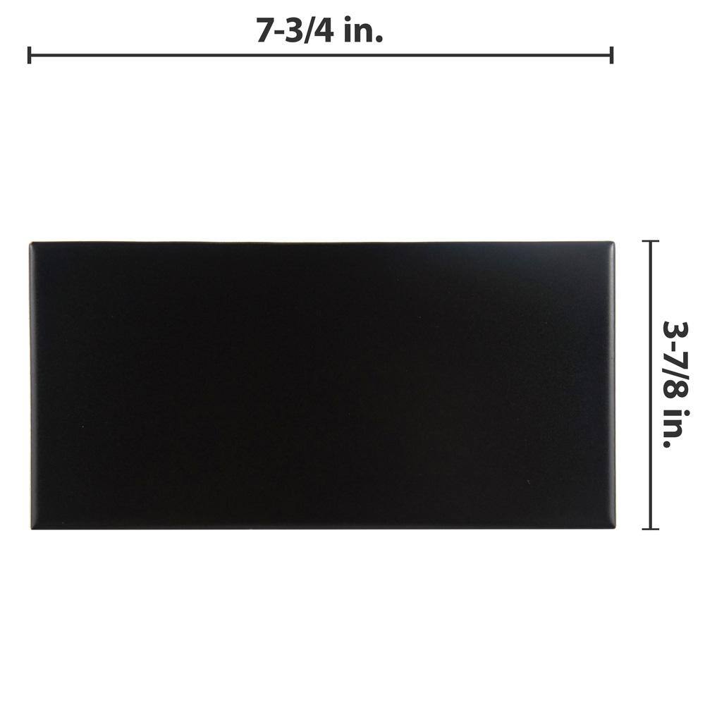 Merola Tile Projectos 7-3/4 in. x 3-7/8 in. Preto Matte Ceramic Subway Floor and Wall Tile (11.46 sq. ft. / Case)