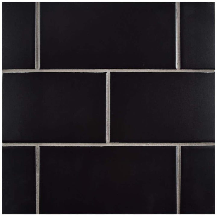 Merola Tile Projectos 7-3/4 in. x 3-7/8 in. Preto Matte Ceramic Subway Floor and Wall Tile (11.46 sq. ft. / Case)