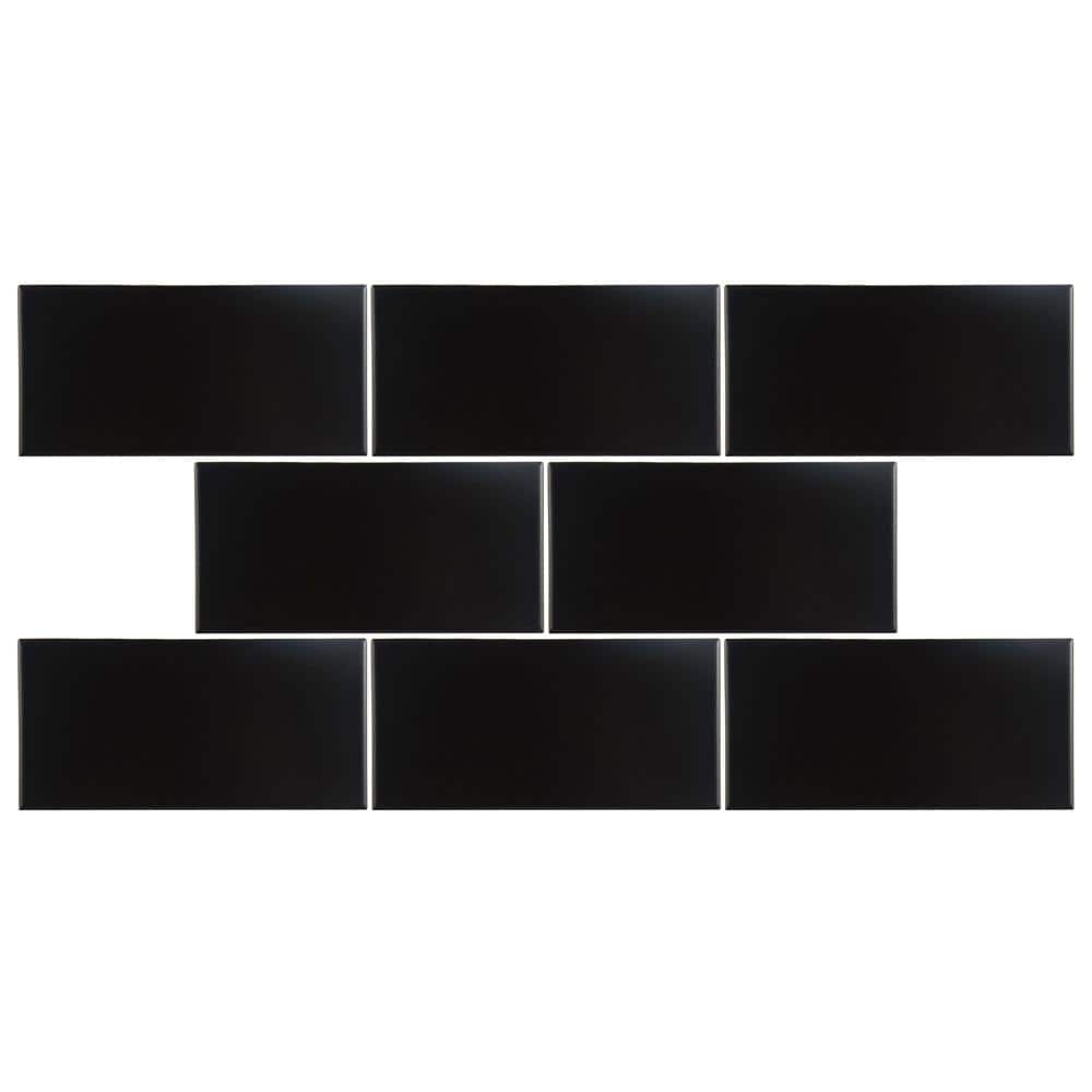 Merola Tile Projectos 7-3/4 in. x 3-7/8 in. Preto Matte Ceramic Subway Floor and Wall Tile (11.46 sq. ft. / Case)
