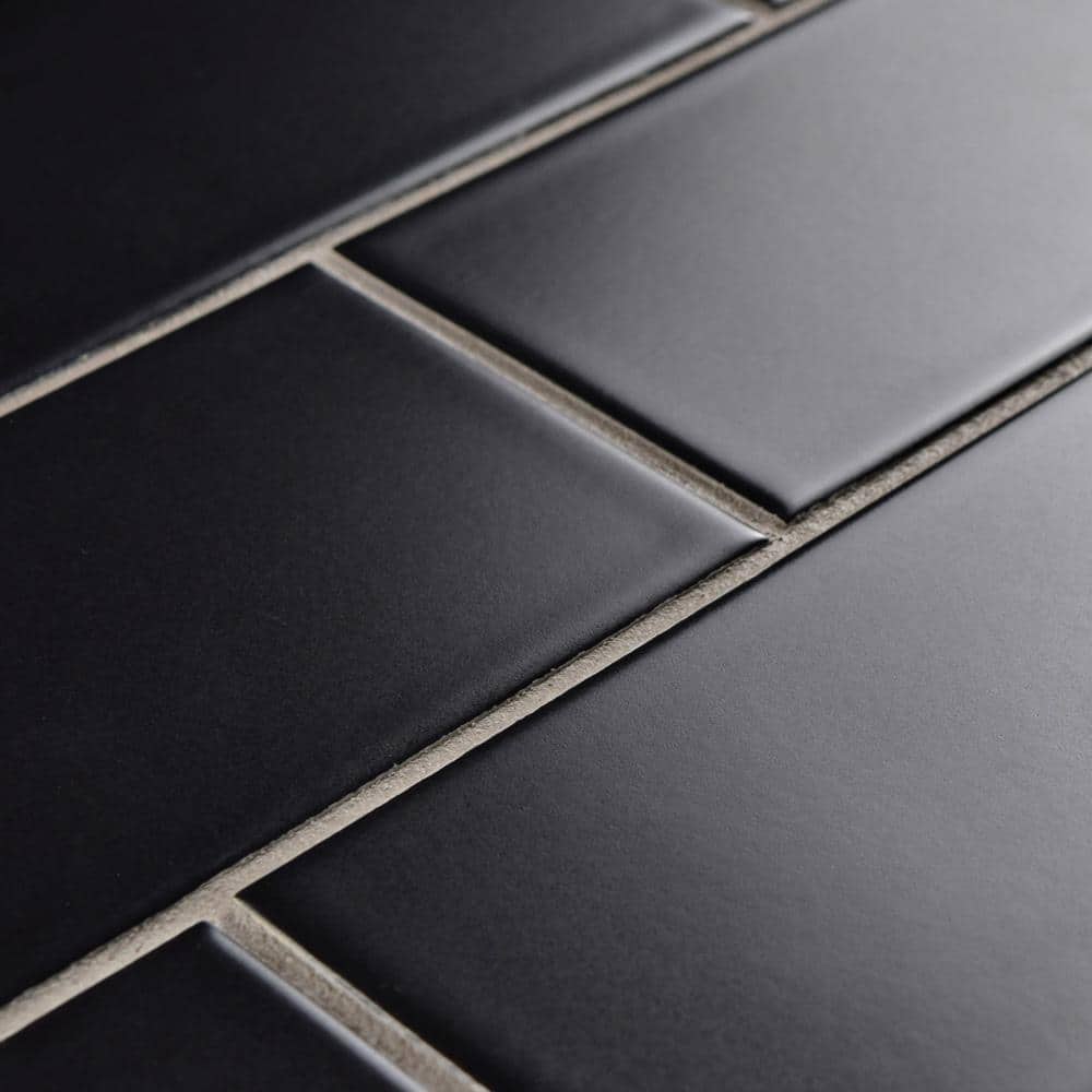Merola Tile Projectos 7-3/4 in. x 3-7/8 in. Preto Matte Ceramic Subway Floor and Wall Tile (11.46 sq. ft. / Case)