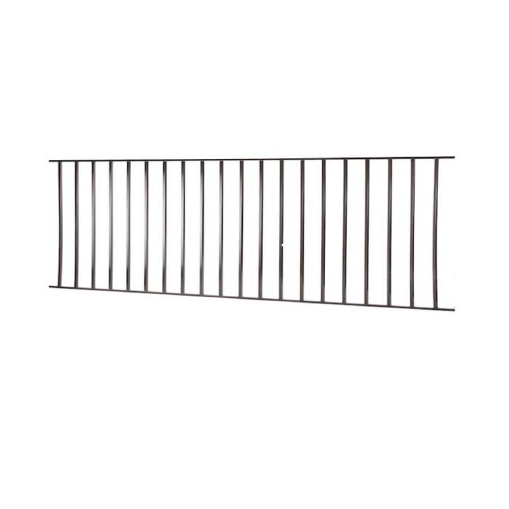 3 ft. x 8 ft. Steel Spaced Picket Flat Top Flat Black Metal Fence Panel