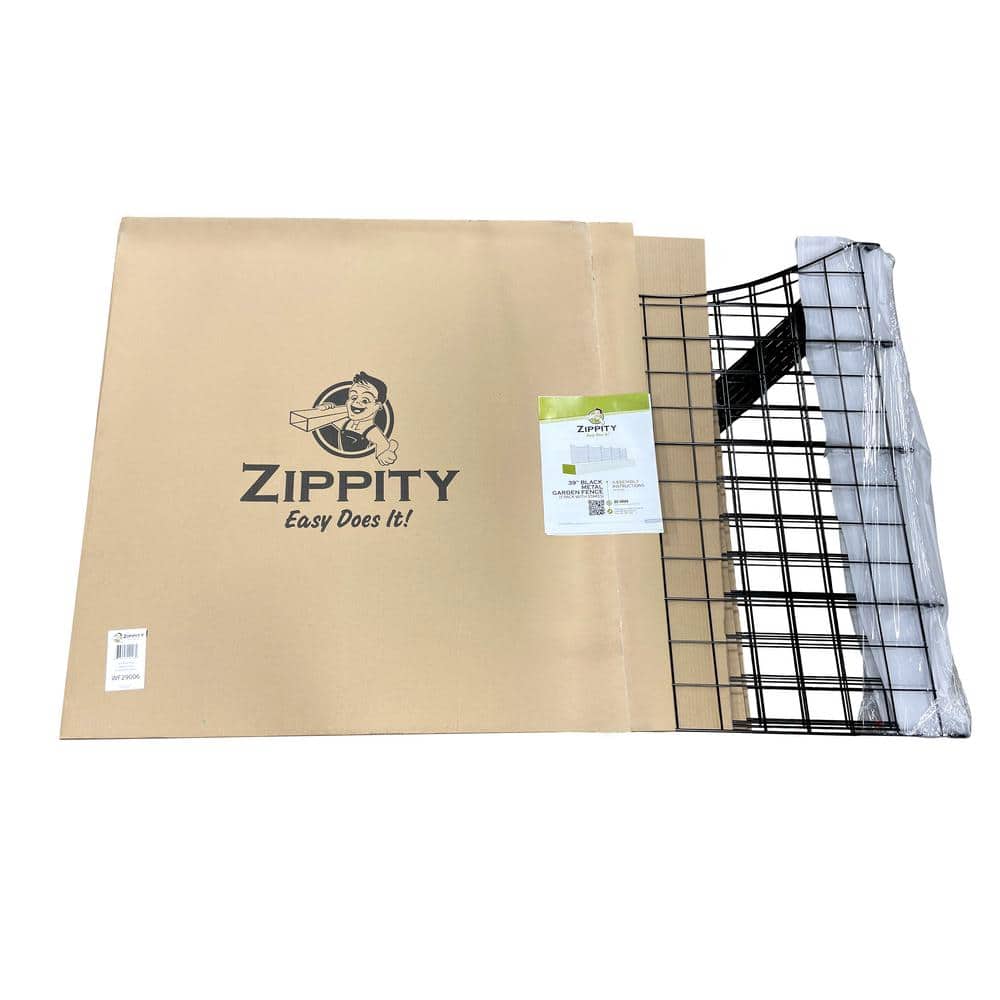 Zippity Outdoor Products 3.25 ft. H x 3 ft. W Zippity Black Metal Garden Fence Panel with Stakes (5-pack)